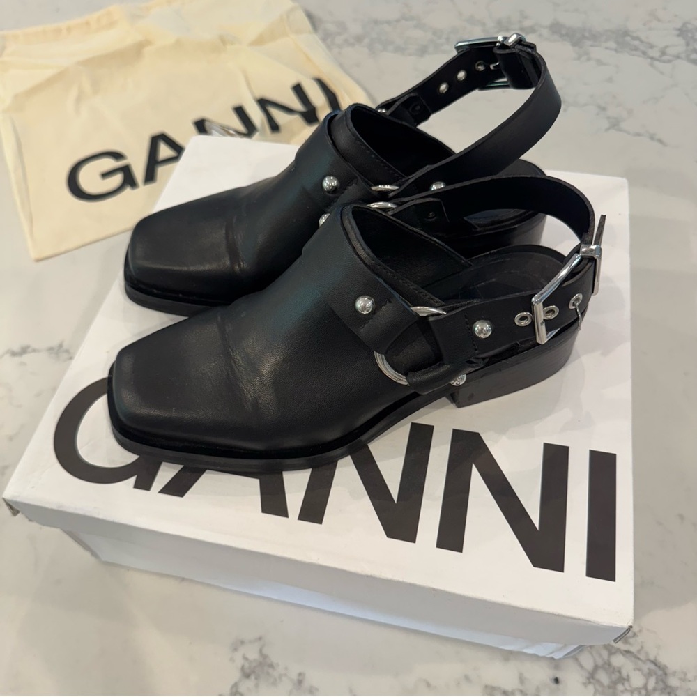 Ganni Slingback Biker Mules